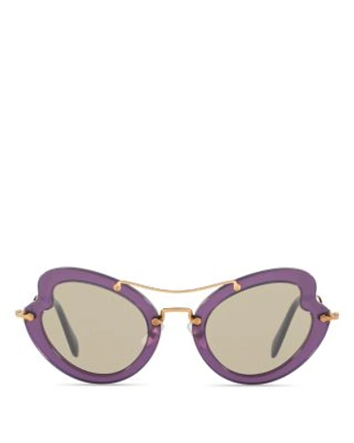 Miu Miu Butterfly Sunglasses, 52mm In Violet/light Brown Solid
