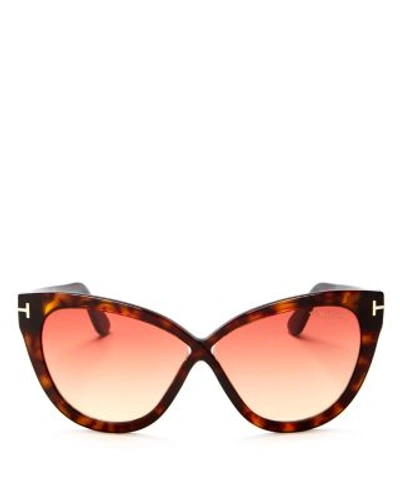 Shop Tom Ford Arabella Cat Eye Sunglasses, 54mm In Dark Havana/red Gradient