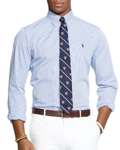Shop Polo Ralph Lauren Hairline-striped Poplin Button-down Shirt - Classic Fit In Blue/white