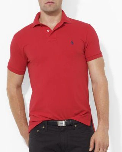 Shop Polo Ralph Lauren Custom Short-sleeved Cotton Mesh Polo - Slim Fit In Rl Red