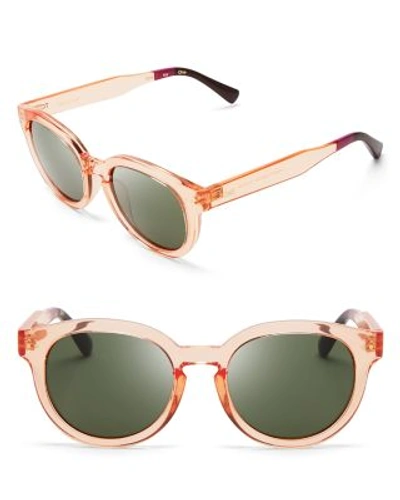 Toms Fin Round Sunglasses, 47mm In Peach Crystal/green Gray