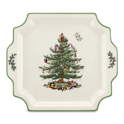 Spode Christmas Tree Square Handled Platter In Multi