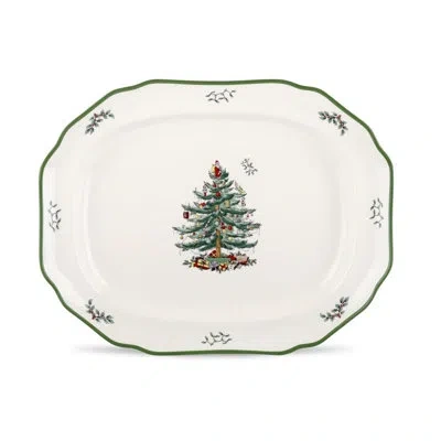Spode Christmas Tree Sculpted Platter In Green
