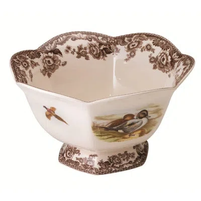 Spode Hexagonal Lapwing Footed Bowl In Brown