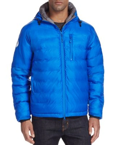 Shop Canada Goose Pbi Collection Lodge Hooded Down Jacket In Royal Pbi Blue