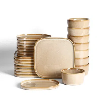 Stone Lain Cairo Stoneware 24-piece Dinnerware Set In Beige