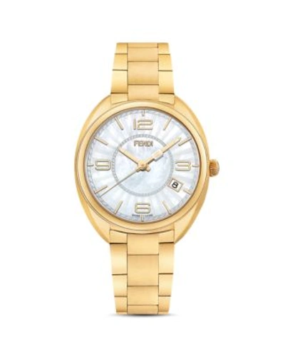 Shop Fendi Momento Watch, 34mm In White/gold