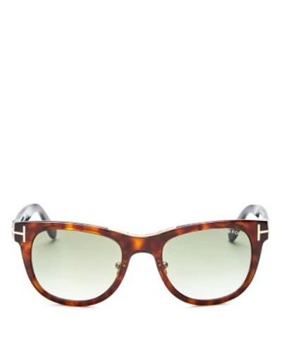 Tom Ford Jack Combo Square Sunglasses, 50mm In Shiny Havana/green Gradient