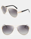 TORY BURCH Polarized Aviator Sunglasses, 57mm,843473GOLD/BLACK