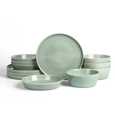 Stone Lain Claire 12-piece Dinnerware Set Stoneware In Green