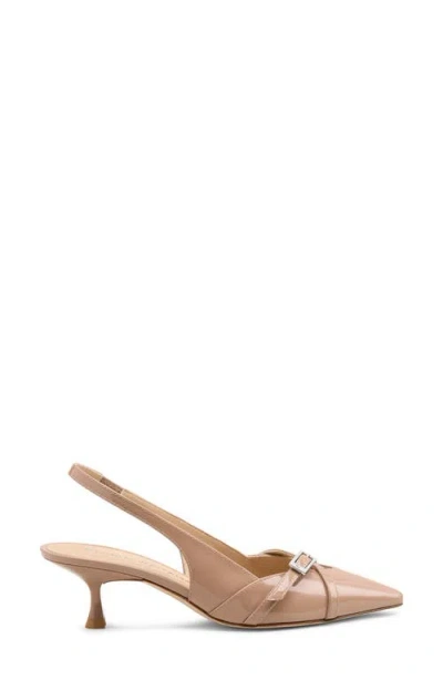 Stuart Weitzman Georgie Kitten Heel Slingback Pump In Fawn