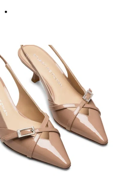 Stuart Weitzman Georgie Kitten Heel Slingback Pump In Fawn