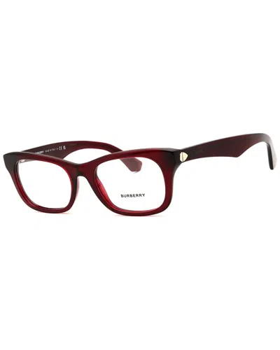 Burberry Ladies Red Rectangular Eyeglass Frames 0be2422 In Red