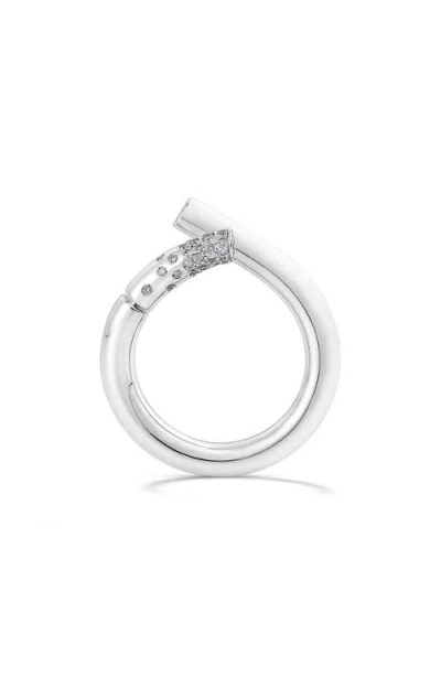 Tabayer Oera Knot Diamond Bypass Ring In Silver