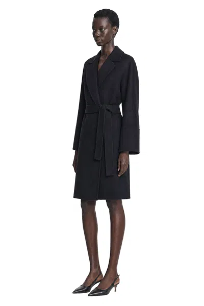 Max Mara Double Face Wool Coat In Black