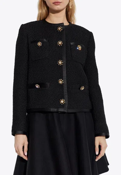 Dolce & Gabbana Wool Blend Tweed Jacket In Black