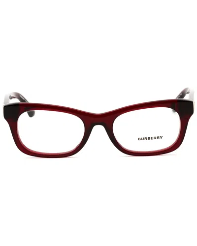 Burberry Ladies Red Rectangular Eyeglass Frames 0be2422 In Red