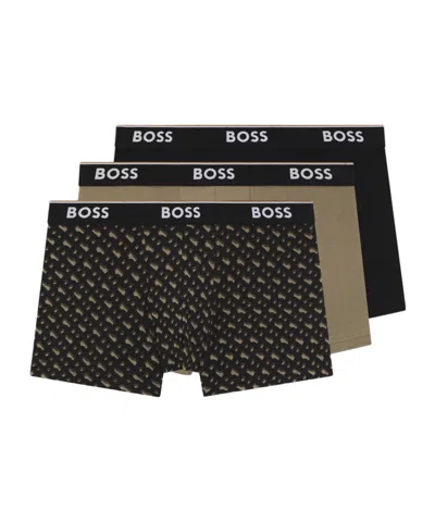 Hugo Boss Boss Assorted 3-pack Stretch Cotton Trunks In Multi