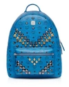 MCM Medium Studded Backpack,2416799MUNICHBLUE