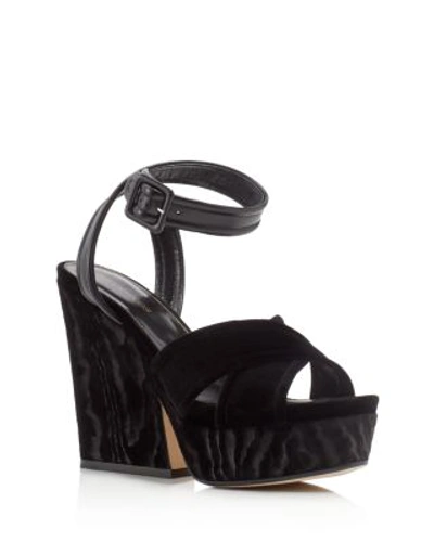 Shop Sergio Rossi Hannelore Velvet Platform Sandals In Black