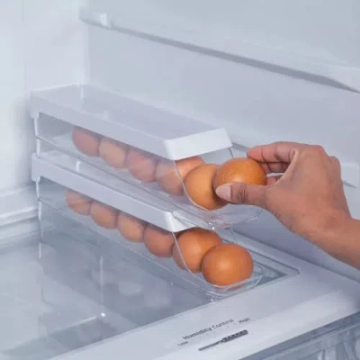 Ou Rolling Clear Stackable Egg Holder Organizer 2 Piece Set In Transparent