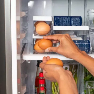 Ou Rolling Clear Stackable Egg Holder Organizer 2 Piece Set In Transparent