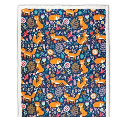 Lush Decor Pixie Fox Throw Sherpa In Navy