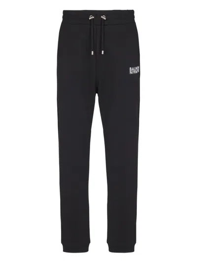 Balmain Logo Printed Elasticated Waistband Track Pants In Black