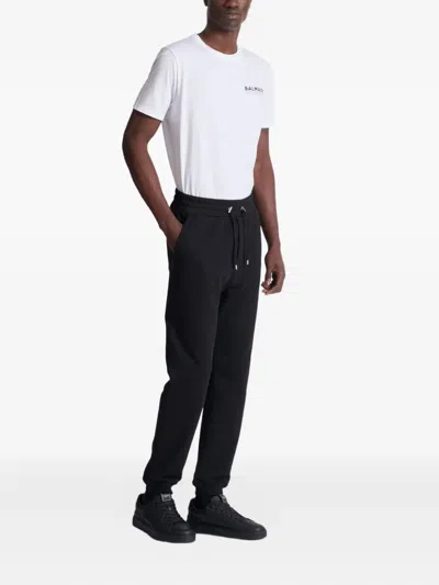 Balmain Logo Printed Elasticated Waistband Track Pants In Black