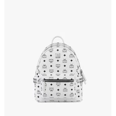 Mcm Stark Side Studs Backpack In Visetos In White