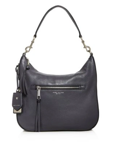 Shop Marc Jacobs Recruit Hobo In Shadow Gray/silver