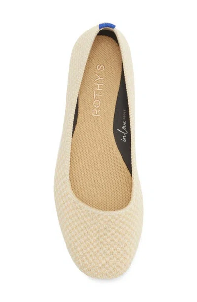 Rothys Rothy's The Max Square Flat In Sandstone Micro Check