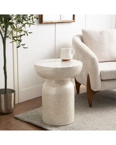 Peyton Lane Modern Capiz Shell Accent Table In Silver