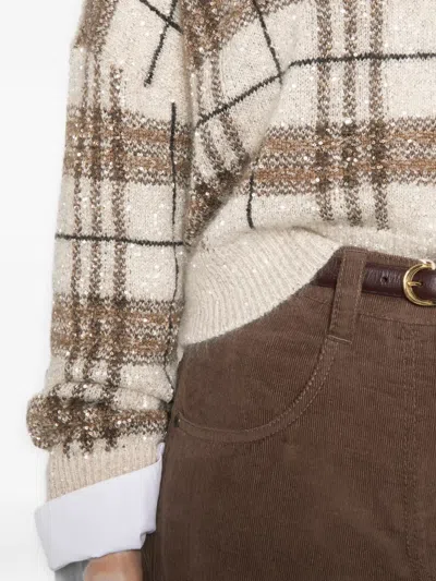 Brunello Cucinelli Plaid-pattern Sequin-embellishment Sweater In Multi