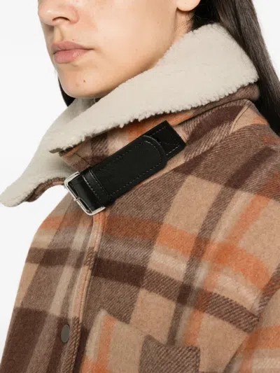 Semicouture Checkered Coat In Brown