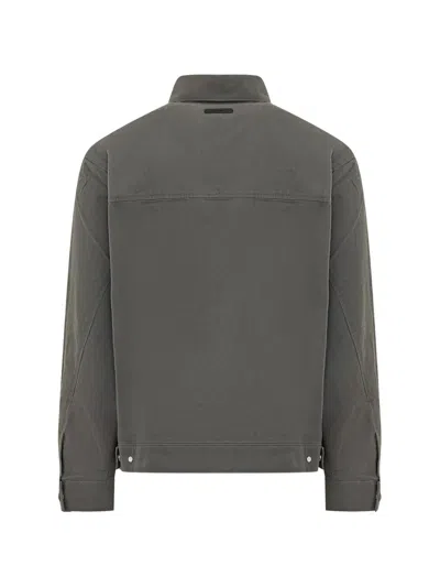 Essentials Cotton Twill Work Jacket In Gray