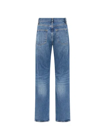 Frame The Vertical High Waist Relaxed Straight Leg Jeans In Blue