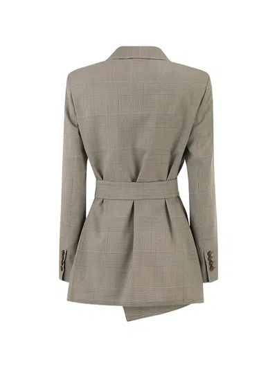 CHECK-PATTERN BELTED JACKET