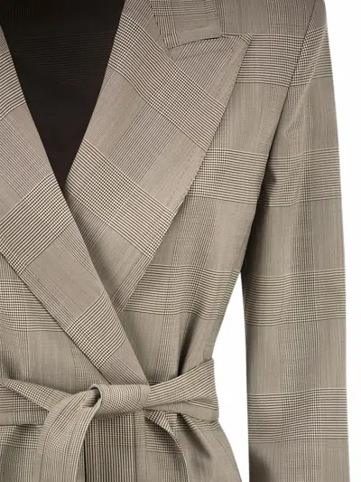 CHECK-PATTERN BELTED JACKET