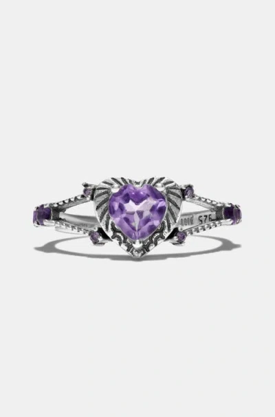 Disturbia Devotion Sterling Silver Amethyst Ring In Silver