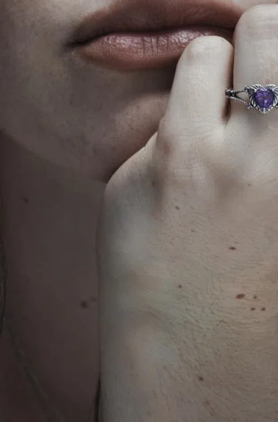 Disturbia Devotion Sterling Silver Amethyst Ring In Silver