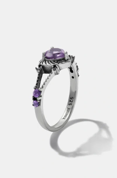Disturbia Devotion Sterling Silver Amethyst Ring In Silver