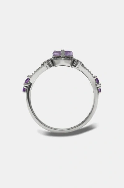Disturbia Devotion Sterling Silver Amethyst Ring In Silver