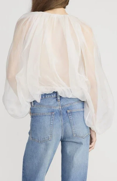 Frame Sheer Silk Top In White