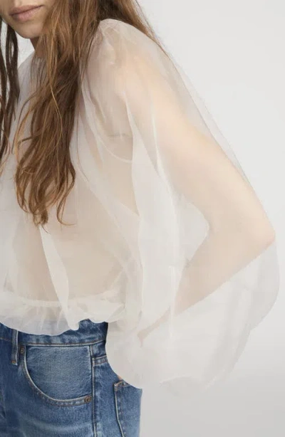 Frame Sheer Silk Top In White