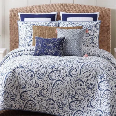 Oceanfront Resort Indienne Paisley Comforter Set In Royal Blue,white