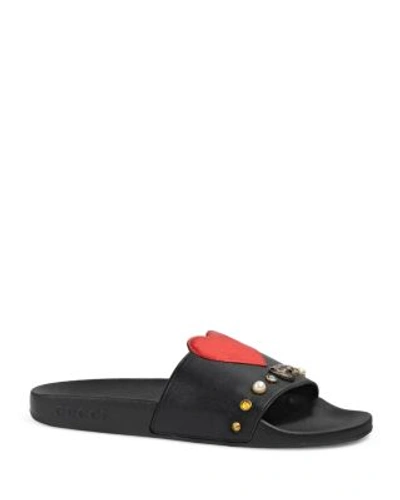 Gucci Pursuit Pool Slide Sandals In Black Multi