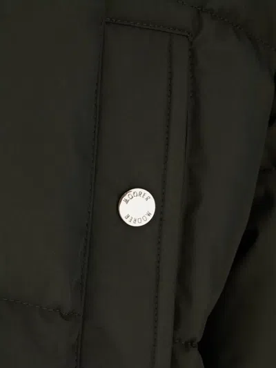 Moorer Polyester Down Hooded Jacket Front Pockets In Green
