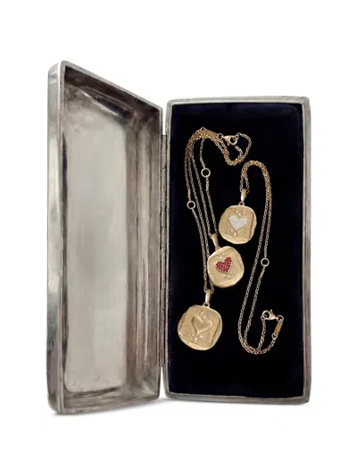 Azlee Amour Ruby And Diamond Charm In Gold