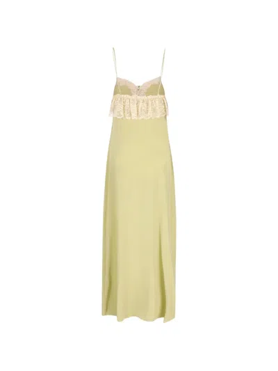Chloé Chloe Lace-trim Silk-georgette Maxi Dress In Green